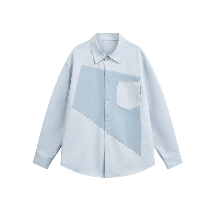 Unisex Oversize Patchwork-Jeanshemd mit kastigem Schnitt Drune