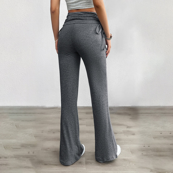 Damen nan weiche Palazzo-Loungehose mit Umschlagbund, seitlichen Kordelzügen und ausgestelltem Bein Drune