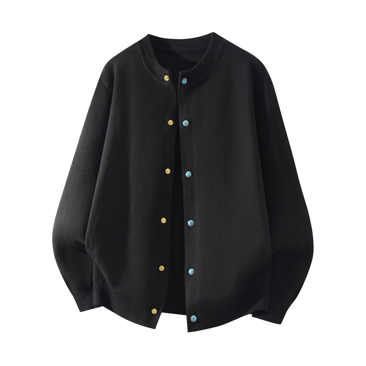 Unisex Oversize Strick‑Bomberjacke mit Druckknopfleiste, geripptem Bund & weicher Waffelstruktur Drune