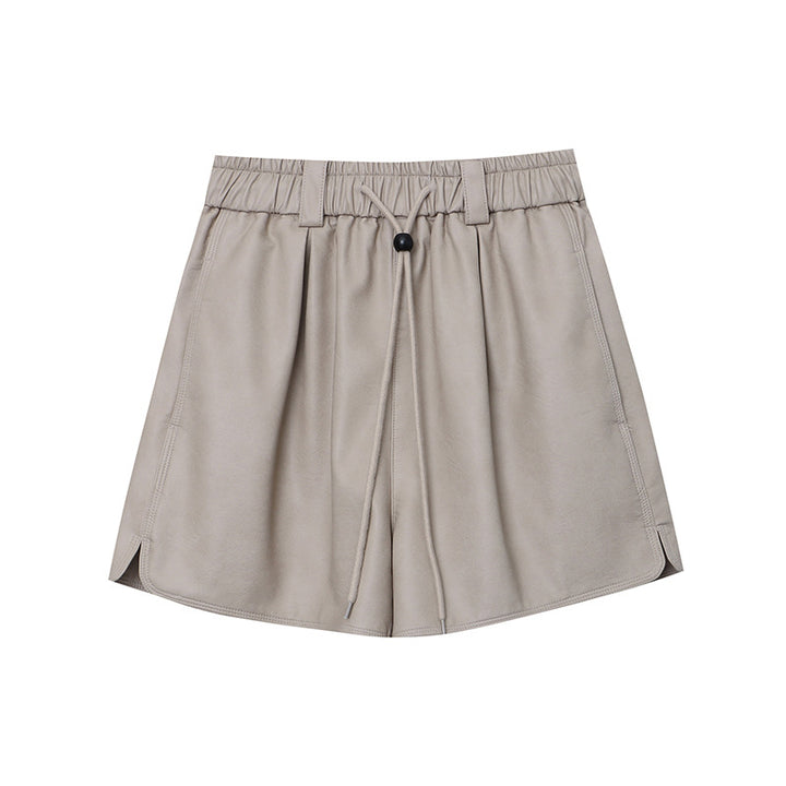 Damen modische Shorts aus veganem Wildleder mit elastischem Bund und praktischen Seitentaschen Drune