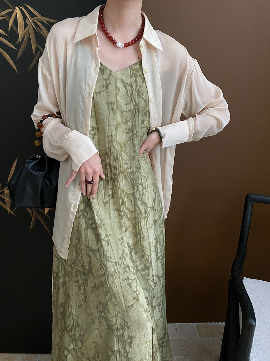 Damen elegantes Maxikleid mit floralem Muster und leichtem Overlay Drune