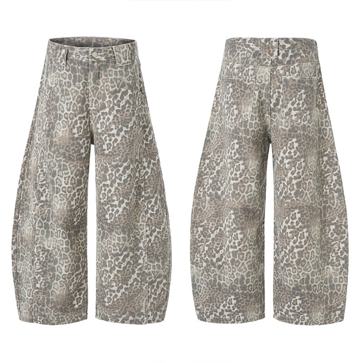 Damen Weite Leoparden-Print Palazzohose aus fließendem Viskose-Mix Drune
