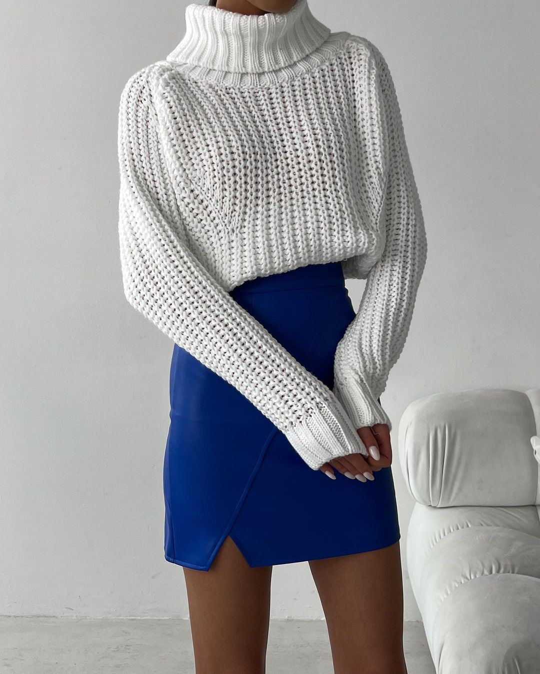 Damen Oversized Grobstrick-Pullover mit Rollkragen und weitem Schnitt Drune