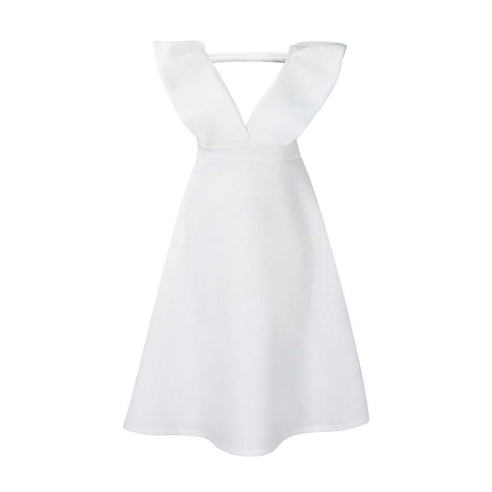 Damen Swing-Kleid mit asymmetrischem Ausschnitt und Rüschendetails Drune