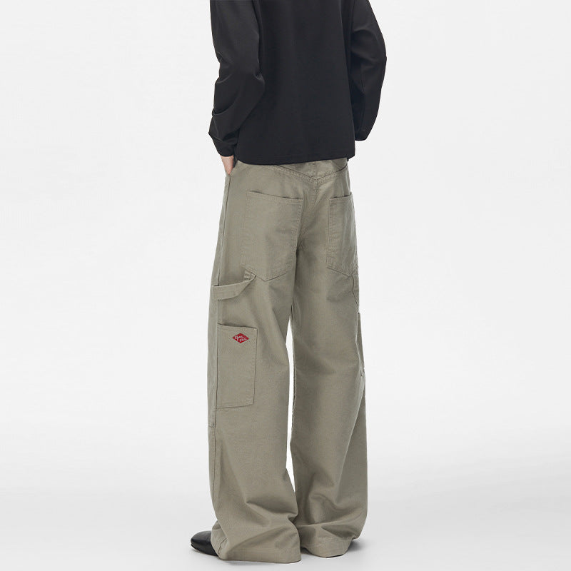 Herren Extraweite Canvas-Utility-Hose mit geteilten Beinen und Druckknopf-Details Drune