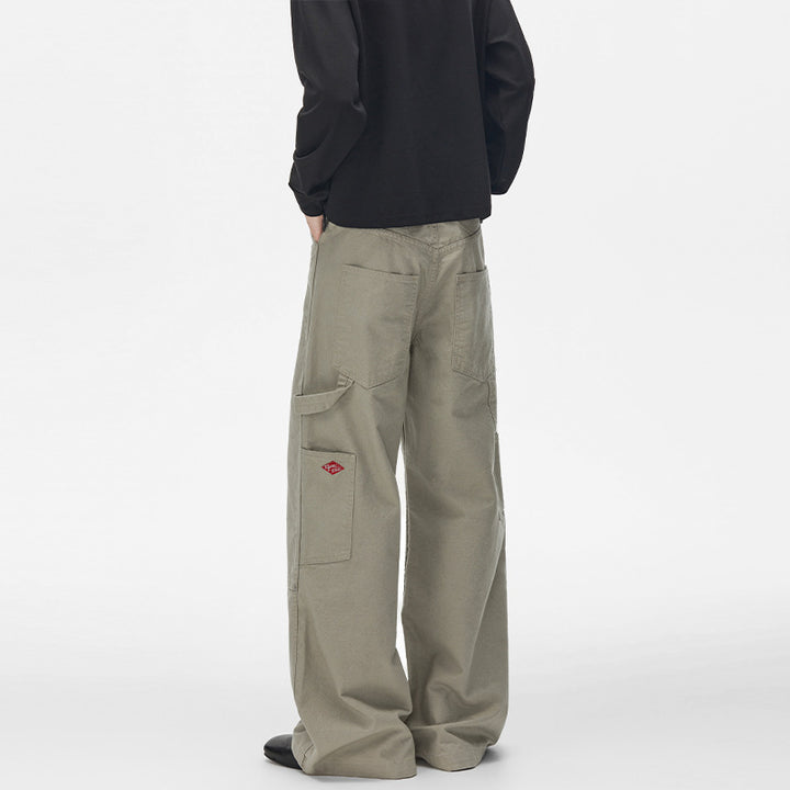 Herren Extraweite Canvas-Utility-Hose mit geteilten Beinen und Druckknopf-Details Drune