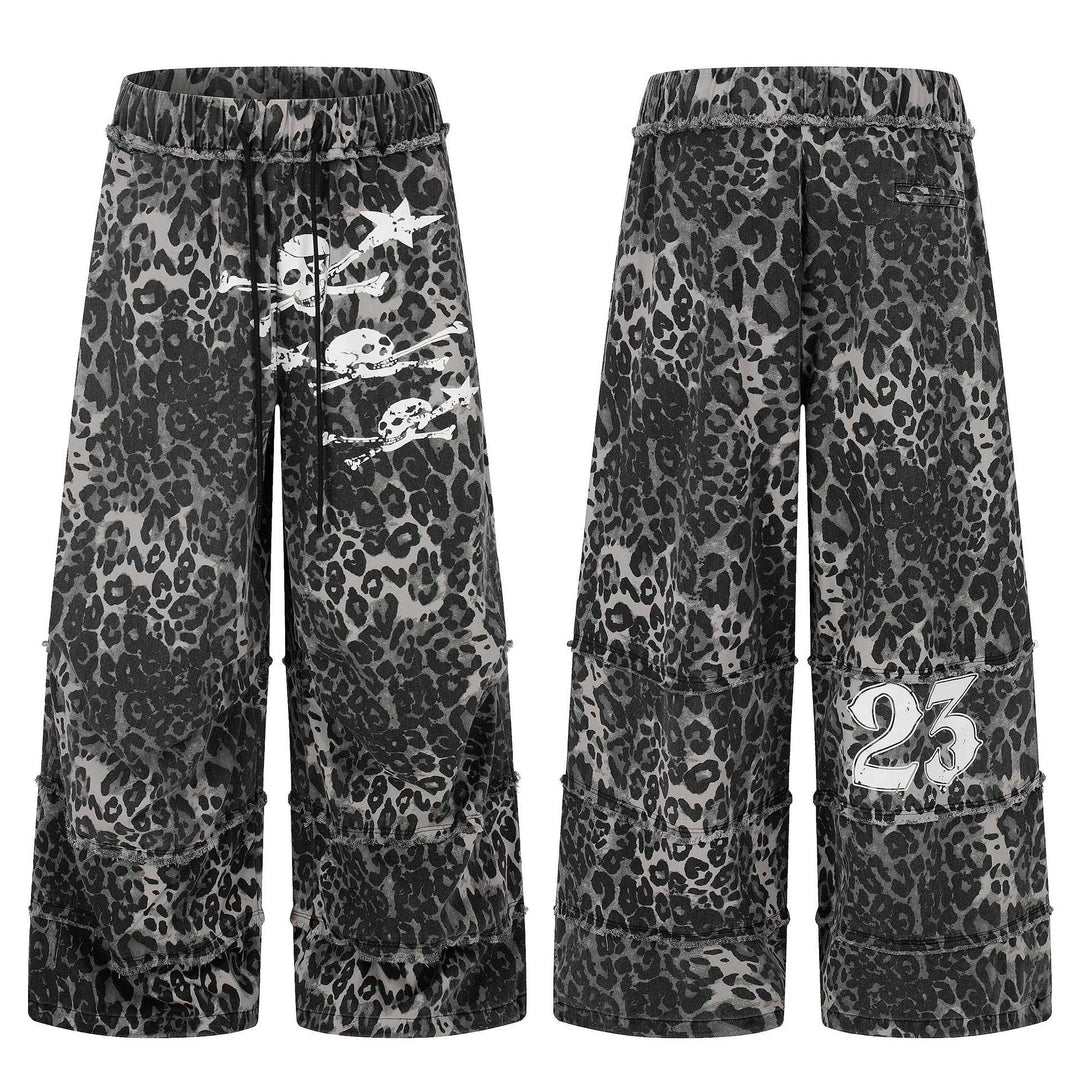 Damen Weite Cargo-Culotte-Shorts mit Fransenstufen und Totenkopf-Print Drune