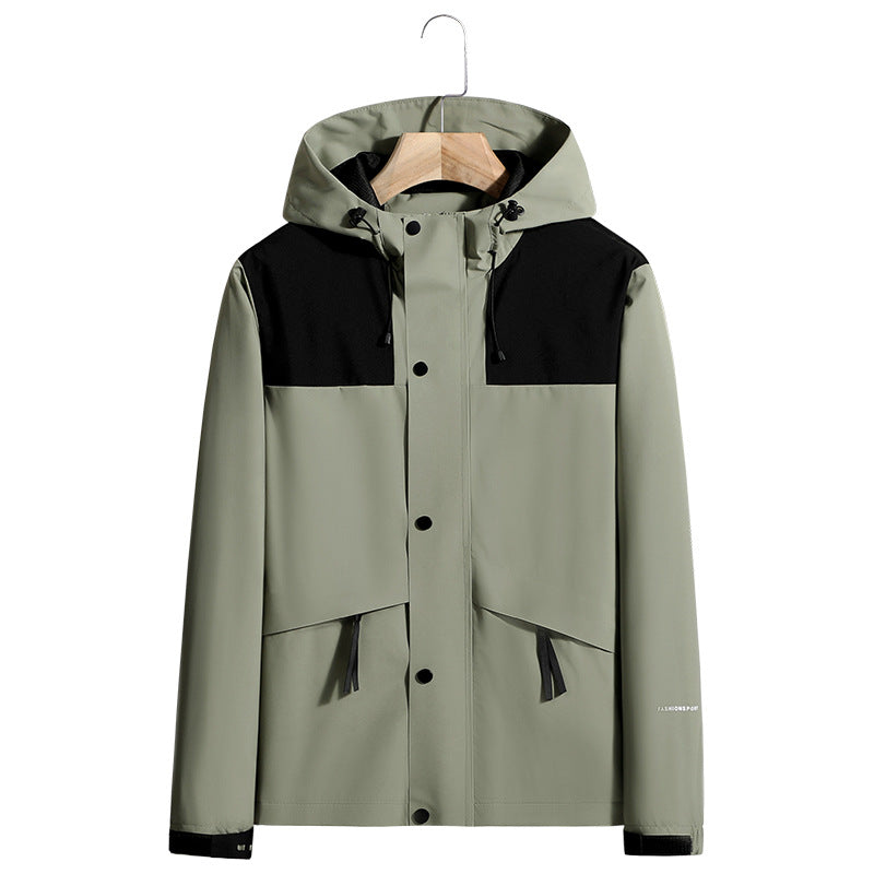 Herren Leichte wasserabweisende Kapuzen-Softshelljacke mit verdeckter Druckknopfleiste und Kordelzug Drune