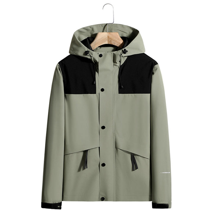 Herren Leichte wasserabweisende Kapuzen-Softshelljacke mit verdeckter Druckknopfleiste und Kordelzug Drune