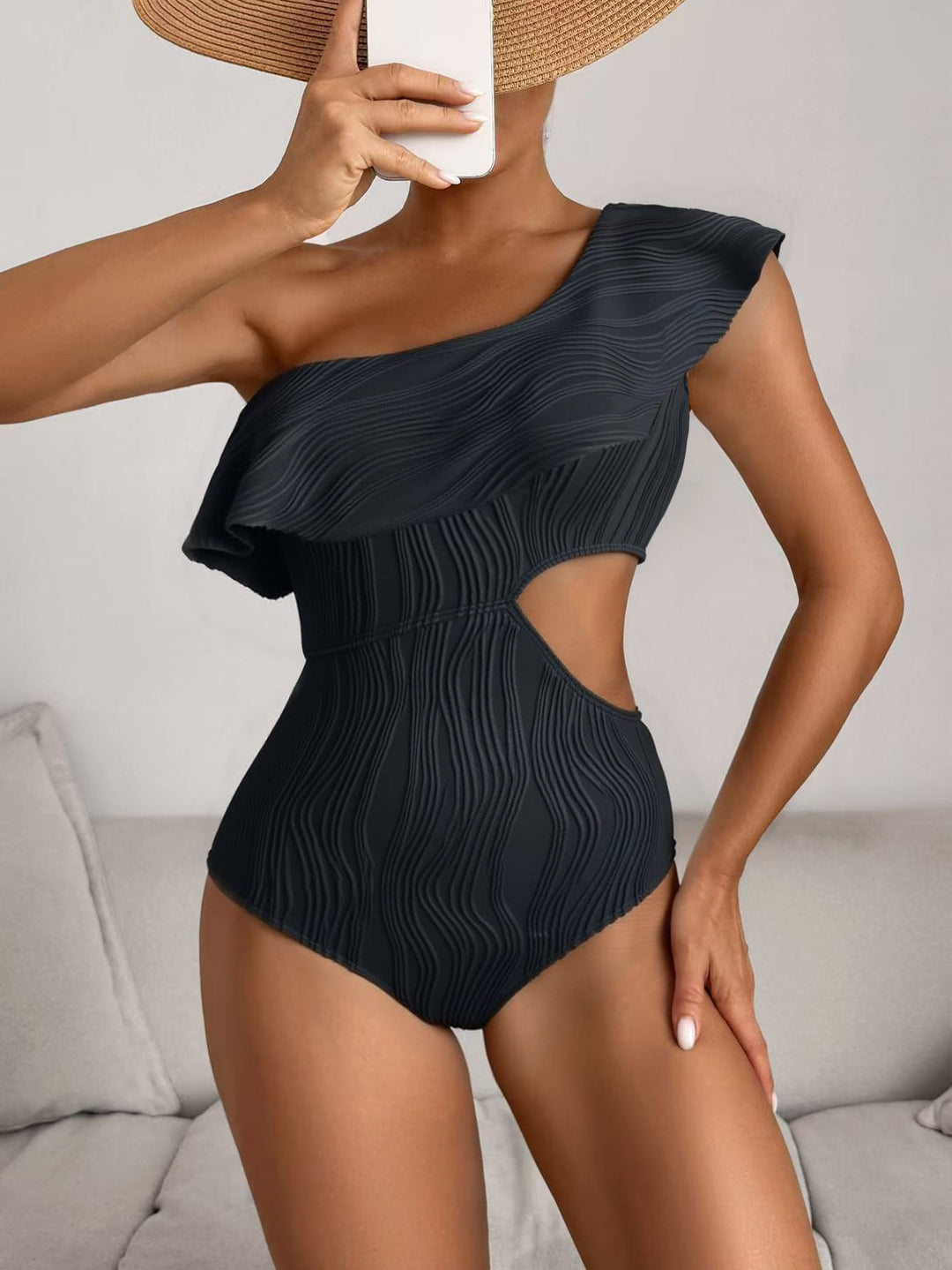 Damen Einseitiger Badeanzug mit elegantem Schnitt Drune