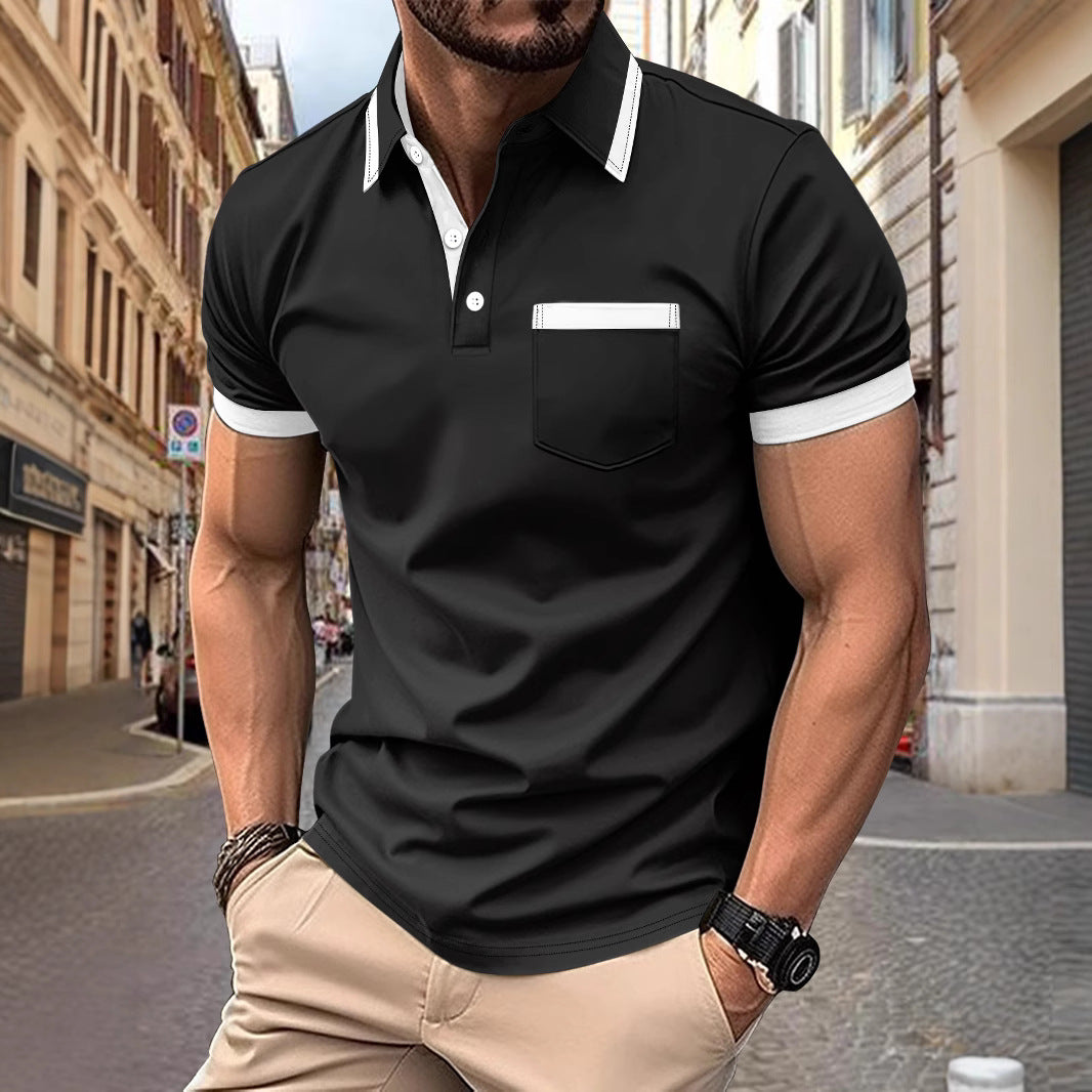 Herren modernes Polo-Shirt mit Kontrastkragen Drune