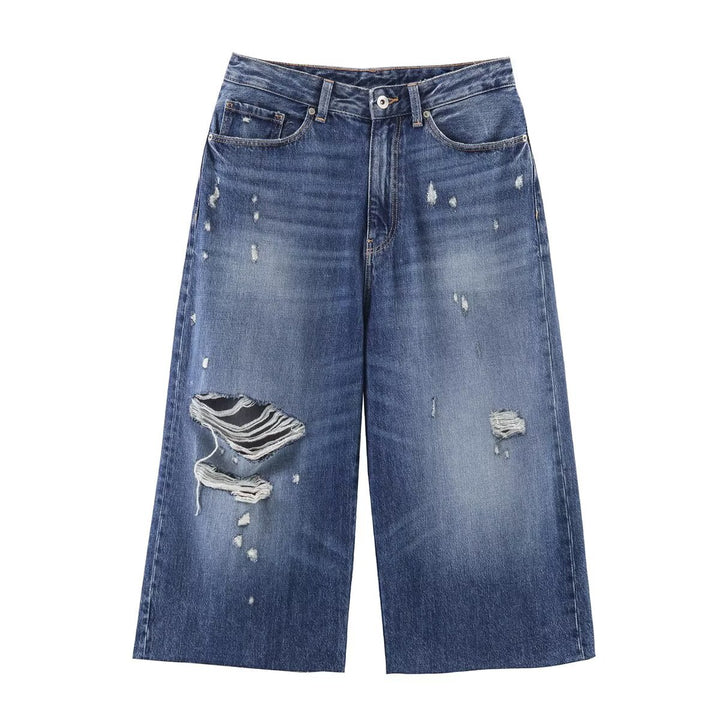 Damen weit geschnittene Jeans im lässigen Destroyed-Design Drune