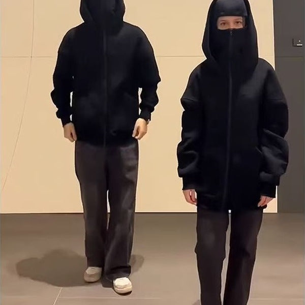 Damen stylische Kapuzenjacke mit integriertem Gesichtsschutz Drune