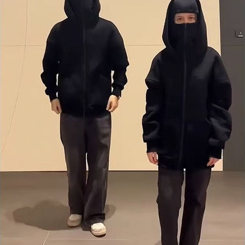 Damen stylische Kapuzenjacke mit integriertem Gesichtsschutz Drune
