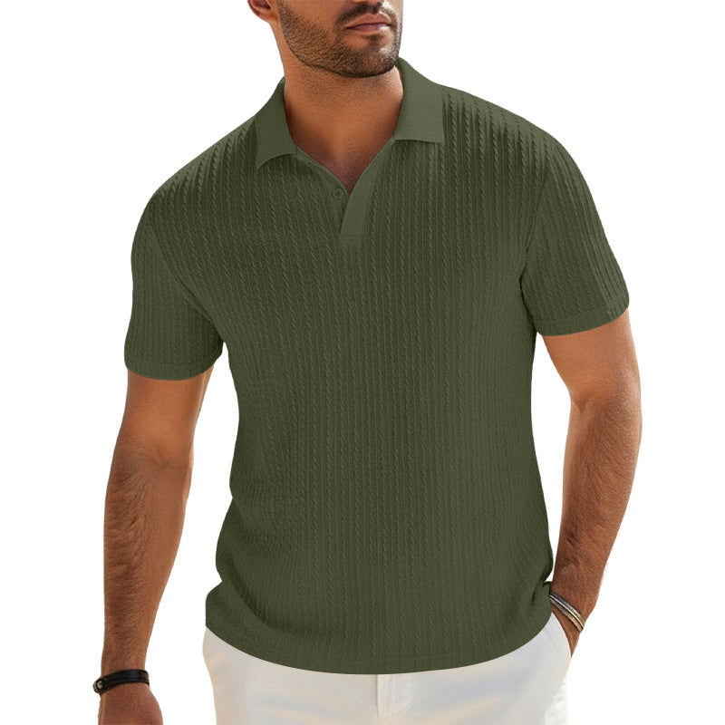 Herren Feinstrick-Polo mit strukturiertem Zopfmuster und weichem Baumwollmix Drune