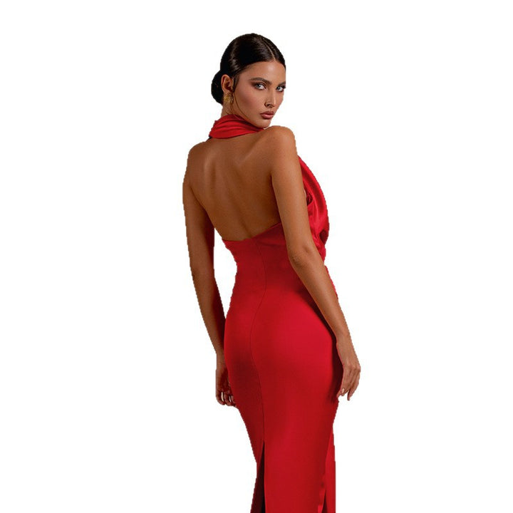 Damen Elegantes Wickel-Maxikleid mit tiefem V-Ausschnitt und figurbetonter Silhouette Drune