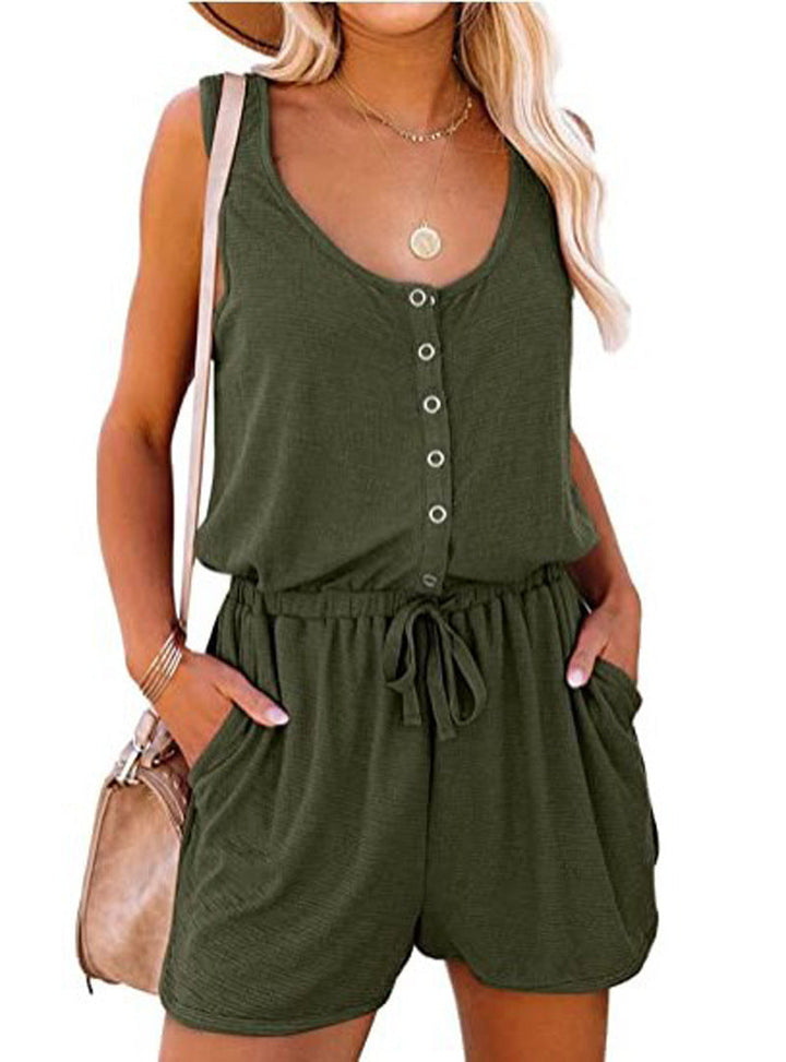 Damen Praktischer Jumpsuit mit Knopfdetails und verstellbarem Bund Drune