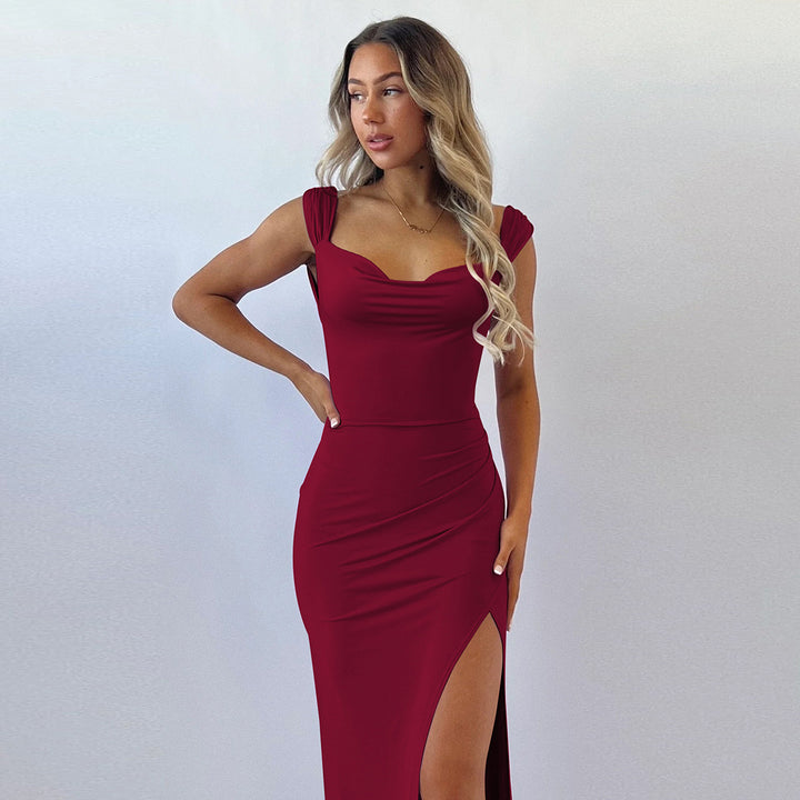 Damen Elegantes, figurbetontes Abendkleid mit seitlichem Schlitz Drune