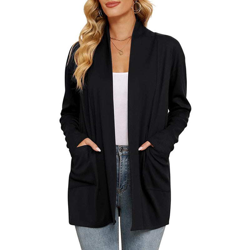 Damen lässiger Longcardigan mit Taschen Drune