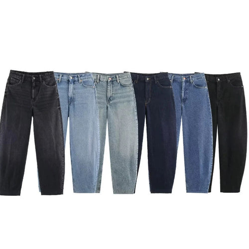Damen Hochtaillierte Baggy-Jeans mit weitem Bein und klassischer Taschenlösung Drune
