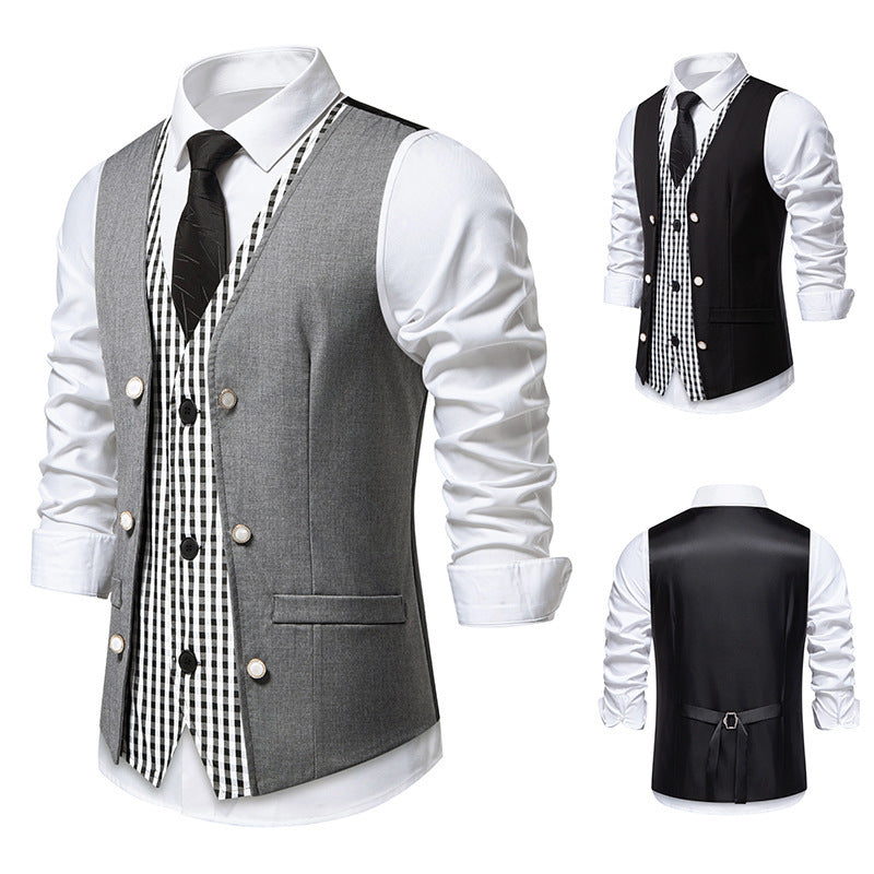 Herren elegante Weste mit kariertem Innenfutter Drune