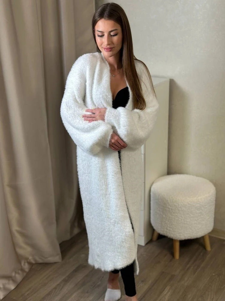 Damen Flauschiger Strickmantel Drune