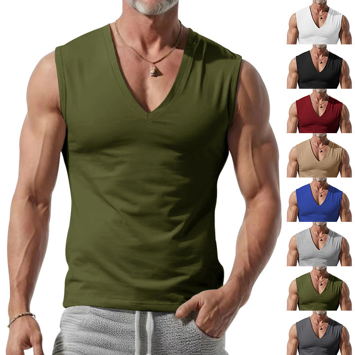 Herren nan figurbetontes ärmelloses V-Ausschnitt Muskelshirt Drune