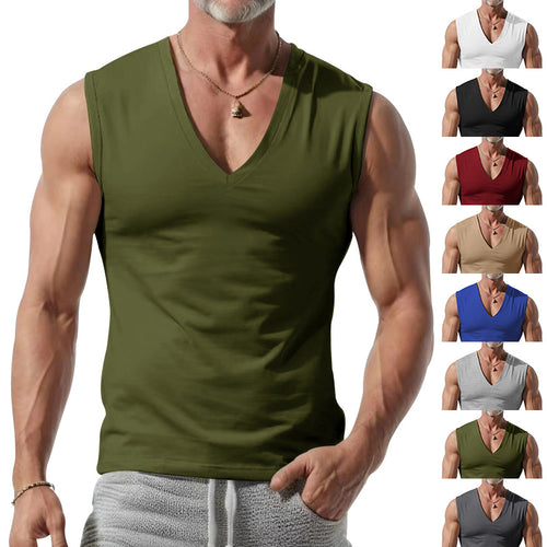 Herren nan figurbetontes ärmelloses V-Ausschnitt Muskelshirt Drune