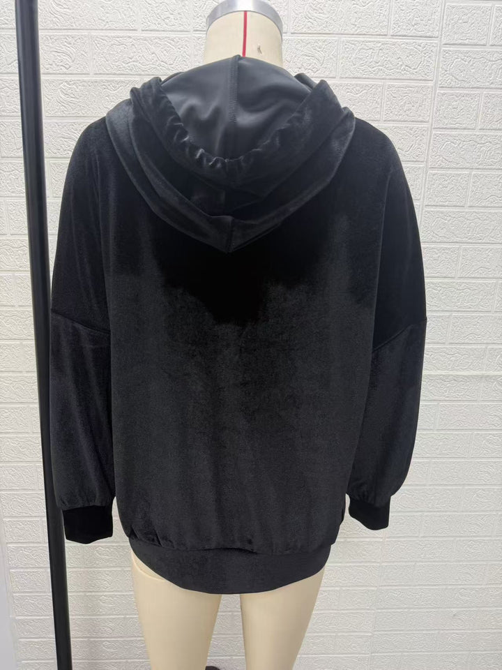 Damen Kuscheliger Samt-Kapuzenpullover im Oversize-Schnitt Drune