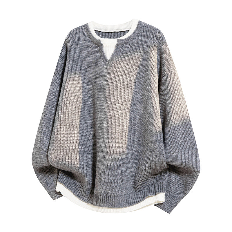 Damen Eleganter lässiger Pullover mit V-Ausschnitt und weitem Schnitt Drune