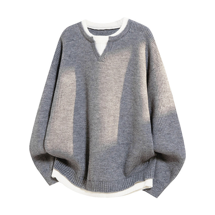 Damen Eleganter lässiger Pullover mit V-Ausschnitt und weitem Schnitt Drune