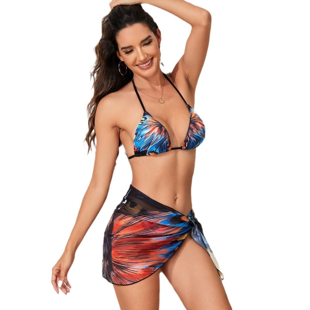 Damen Triangel-Bikini-Set mit schickem Wickelrock Drune