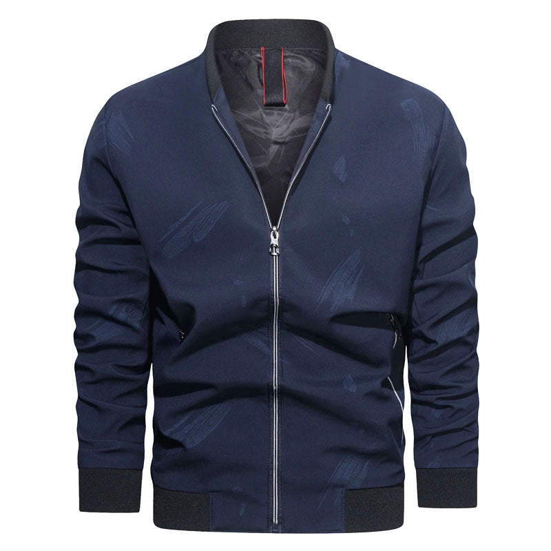 Herren Slim Bomberjacke aus technischem Baumwollmix mit kontrastierenden Reißverschlusstaschen und elastischem Rippkragen Drune