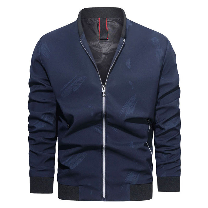 Herren Slim Bomberjacke aus technischem Baumwollmix mit kontrastierenden Reißverschlusstaschen und elastischem Rippkragen Drune