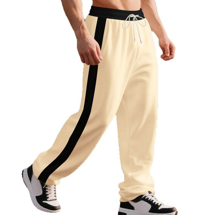 Herren nan weite Freizeit-Trackhose mit Kontrastseitstreifen elastischem Tunnelzugbund und offenem Saum Drune