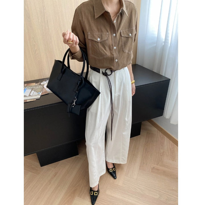 Damen lässige Overshirt-Bluse mit praktischen Brusttaschen und elegantem Schnitt Drune