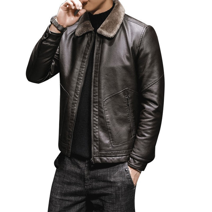 Herren Klassische Lederjacke mit Futter Drune