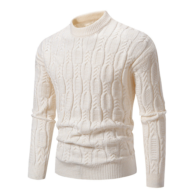 Herren Strickpullover mit Zopfdesign und hohem Kragen Drune