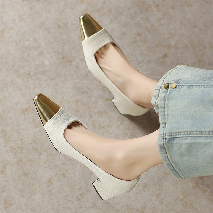 Damen elegante Slingback-Pumps mit dekorativem Metallic-Spitzendesign Drune