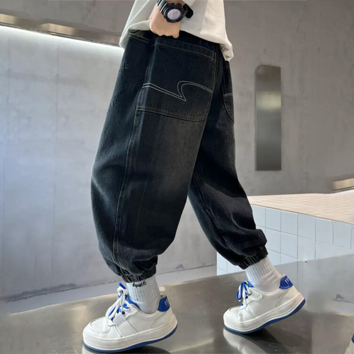 Unisex lässige Baggy-Jeans mit Gummizug Drune