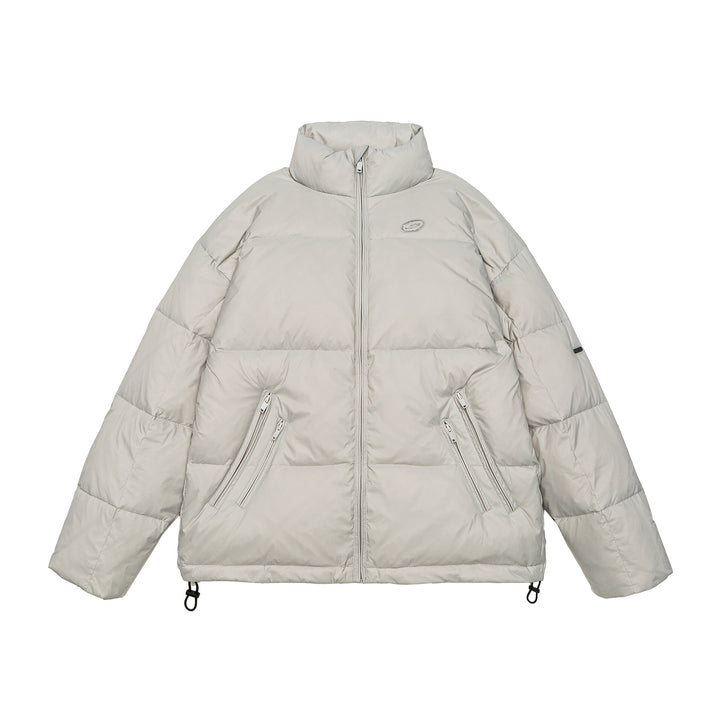 Herren Wattierter Kurzparka mit hohem Stehkragen, Reißverschluss-Taschen und Kordelzug Drune