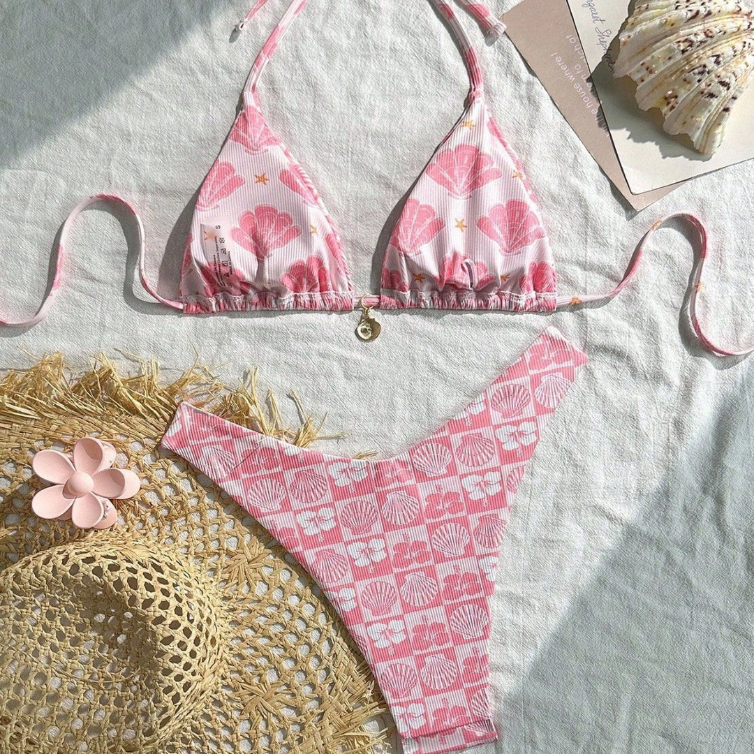 Damen Triangel-Bikini mit maritimen Muschelmuster Drune