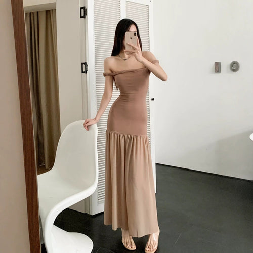 Damen Maxi-Kleid mit elegantem Schößchen Drune