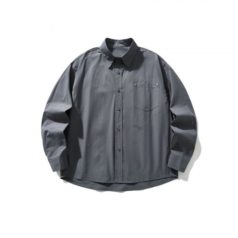 Herren Boxy-Overshirt mit Brusttasche und Hemdkragen aus leichtem Baumwollmix Drune
