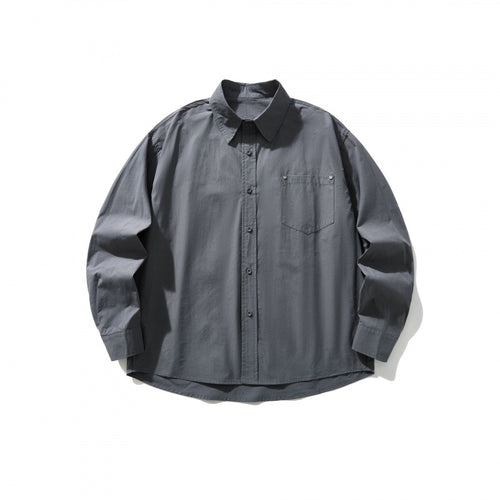 Herren Boxy-Overshirt mit Brusttasche und Hemdkragen aus leichtem Baumwollmix Drune