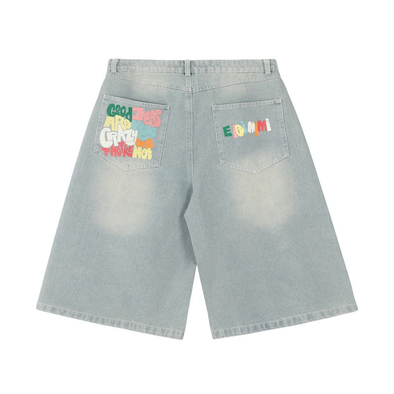 Damen Weite Jeans mit buntem Aufdruck Drune