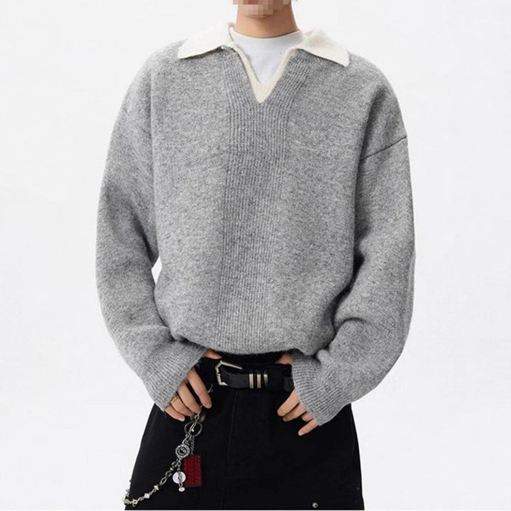 Damen Eleganter Grobstrickpullover mit V-Ausschnitt Drune
