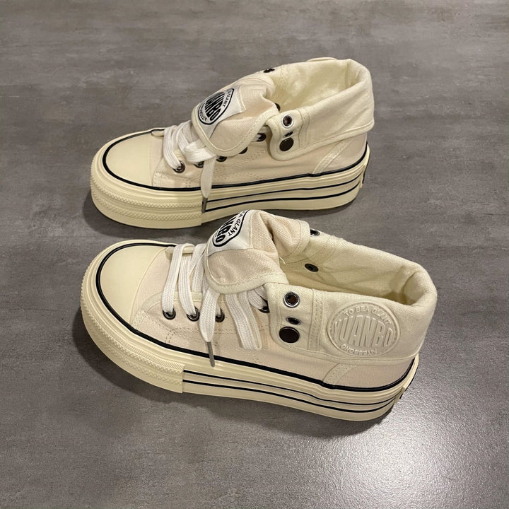 Damen Hochgeschnittene Canvas-Plateausneaker mit markanter Gummiplattform Drune
