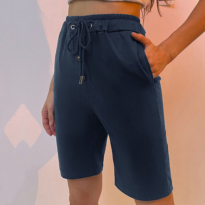 Damen sportliche Shorts mit elastischem Bund und seitlichen Taschen Drune