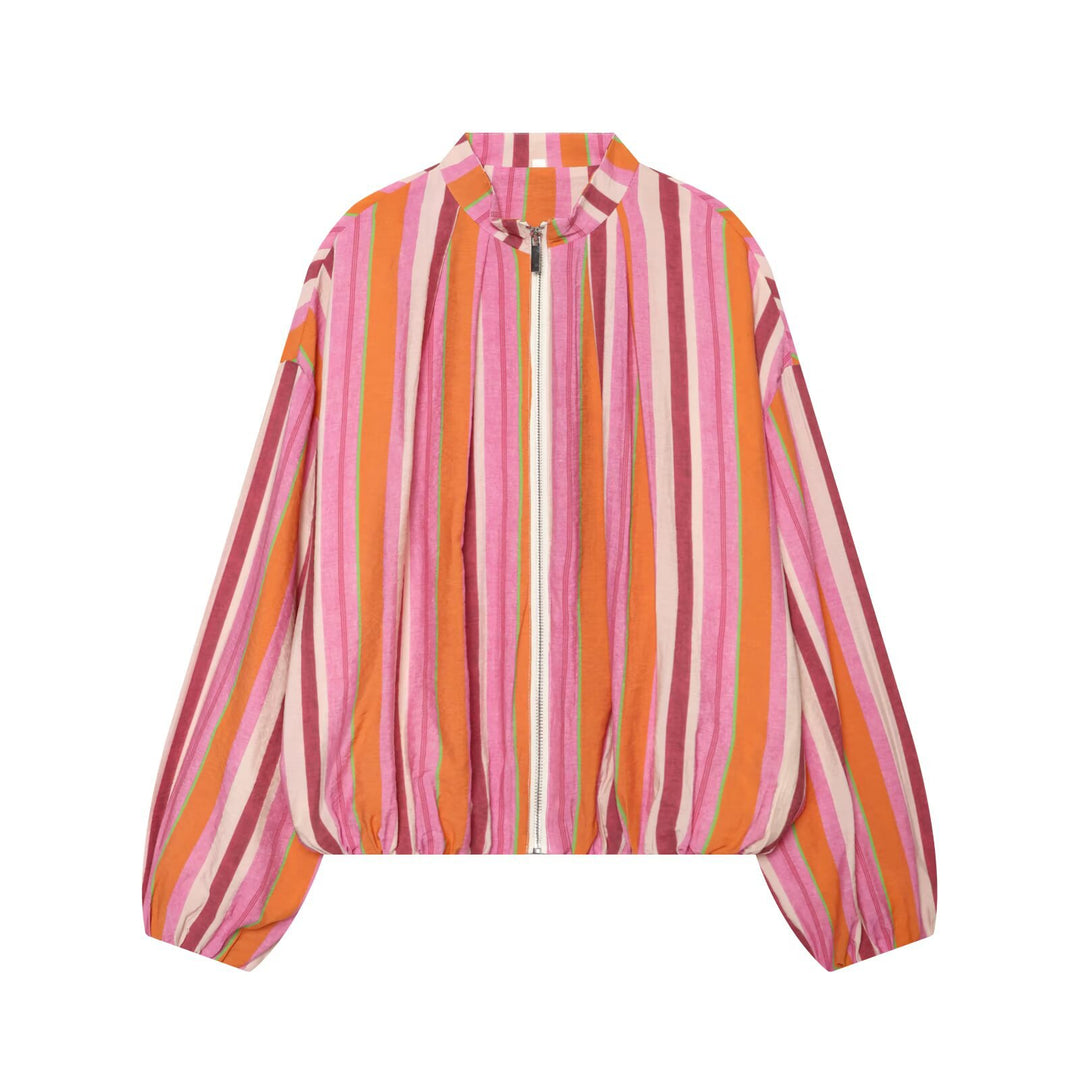 Damen Cropped Oversize‑Bomberjacke mit Stehkragen und Ballonärmeln Drune